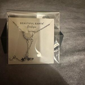Moon and star silver necklace
